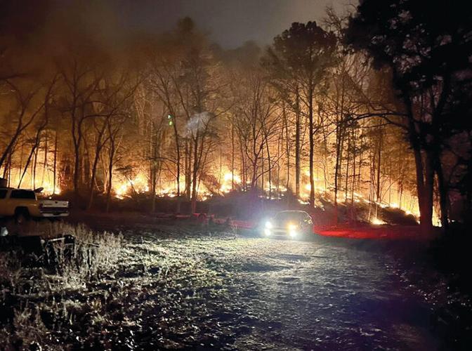 A 20-acre brush fire ignited off Hwy. A at Dogwood Road near Sullivan