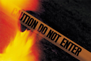 Fire with caution tape