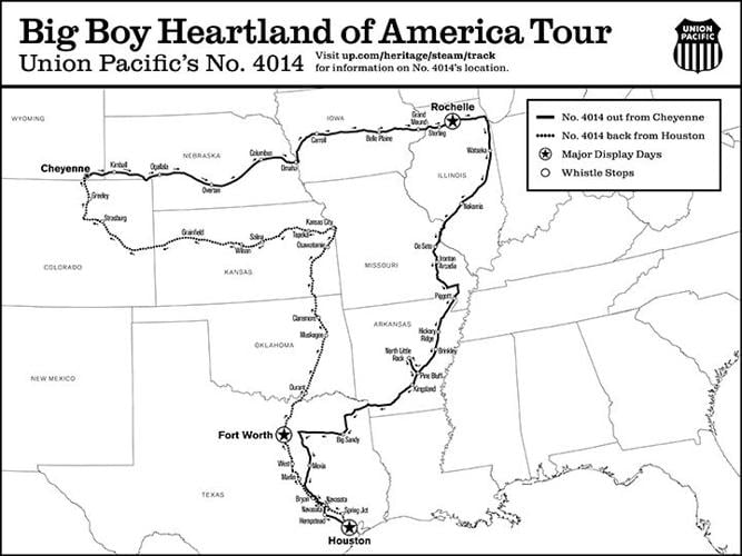 Map of the Big Boy Heartland of America Tour.