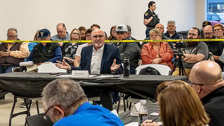 Steve Etcher, a consultant the Festus City Council hired Feb. 26 during a special meeting, speaks about the potential data center at a meeting on Monday.