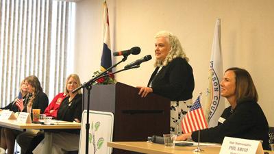 State Rep. Renee Reuter (R-Imperial) speaks at the Legislative Forum at Jefferson College on June 5.