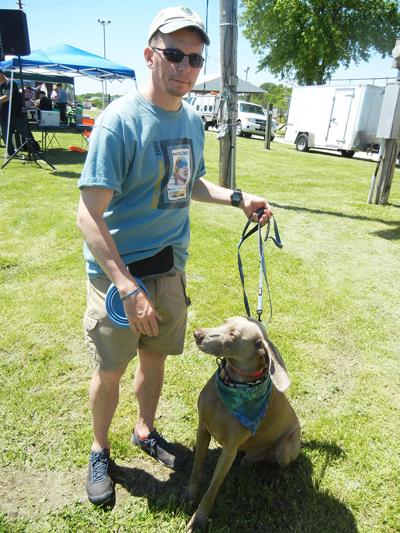 Jon Edmonson of Crystal City with his dog, Sammy Davis Jr. Jr.