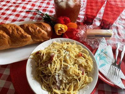 Mom’s French Bread, Spaghetti Carbonara