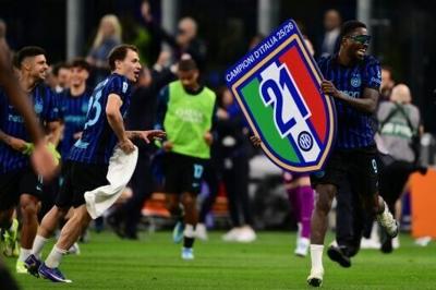 Marcus Thuram donned sunglasses to celebrate Inter Milan's 21st Serie A title