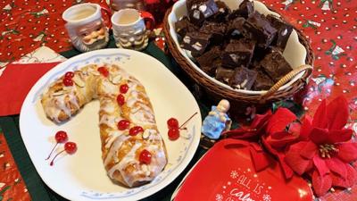 Cherry Almond Candy Cane Coffeecake, Easy Chocolate Fudge