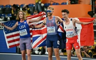 USA's Cole Hocker (L), Britain's Josh Kerr and France's Yann Schrub