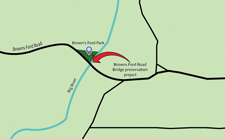 The Browns Ford Road bridge is near Brown’s Ford Park.