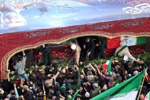 Iranians attend the funeral of Alireza Tangsiri, commander of the Iranian Revolutionary Guards' navy