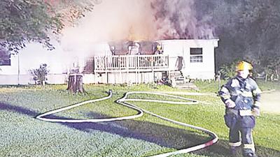 This mobile home on Sunrise School Road south of De Soto was destroyed by fire.