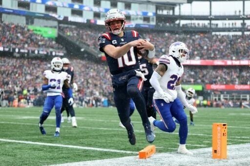 The New England Patriots were utterly dominant in the first quarter, with Drake Maye rushing for two touchdowns against the Buffalo Bills