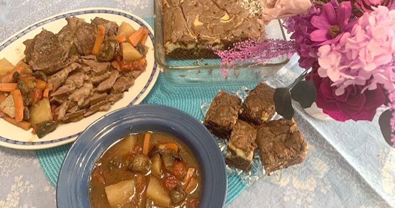 My Leader Yummy: Home-Style Mushroom Pot Roast and Cream Cheese Brownies