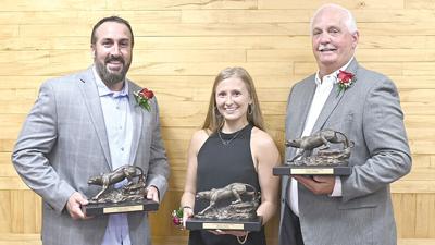 From left, Jason Ramsey, Kaitlyn Fischer and Donald Thomas were inducted into the Dunklin R-5 School District Blackcat Hall of Fame in September.