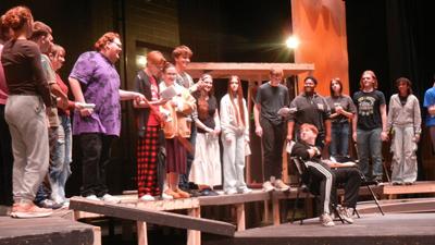 Festus High School students rehearse “Scapino!”