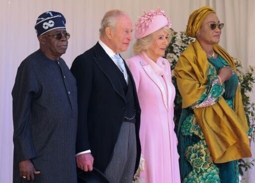 King Charles and Queen Camilla greeted the Nigerian President Bola Tinubu and his wife Oluremi Tinubu in Windsor on a sunny afternoon as artillery fired salutes
