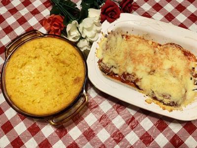 Cube Steaks Parmigiana, Corn Casserole