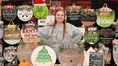 Hannah Brewer of Arnold, owner of BCrafty Blvd., sells her products at the fall craft fair last year.