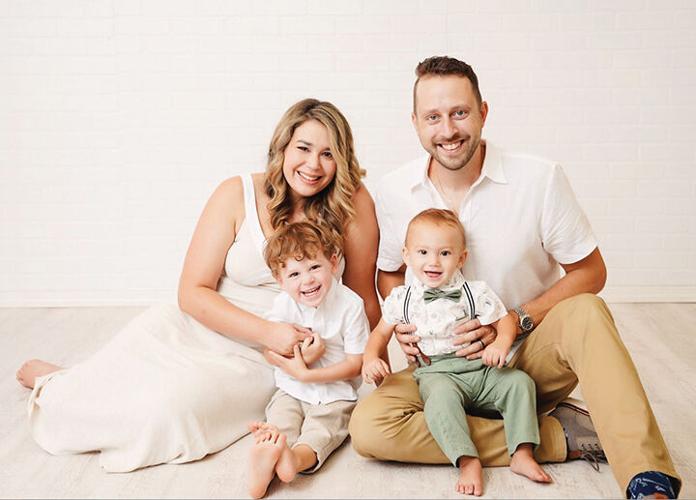 Cristal and Jason Pride with their children, Aiden, 2, and Harvey, 14 months.