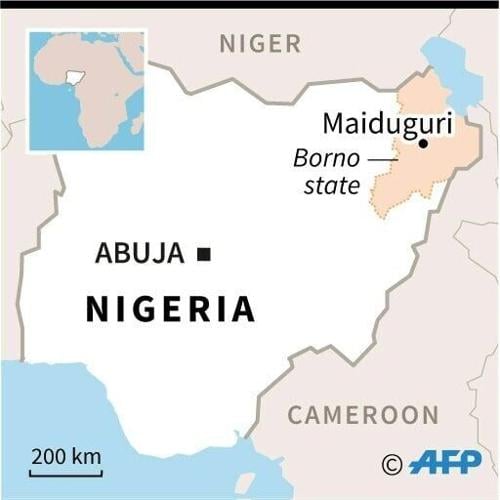 Map of Nigeria locating Maiduguri