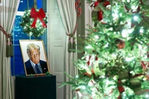 A portrait of US President Donald Trump made out of Legos was part of Christmas decorations at the White House in December, 2025