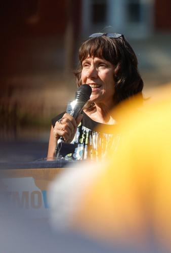 Toni Easter, co-founder of Respect MO Voters, gives a speech