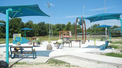 Turtle Cove splash pad and all-inclusive playground under construction at Larry G. Crites Memorial Park along Sunshine Drive (Old Hwy. A) in Festus.
