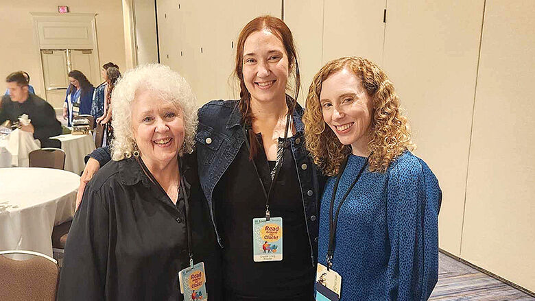 Nancy Mehl, left, at the American Christian Fiction Writers conference in St. Louis in November 2023.