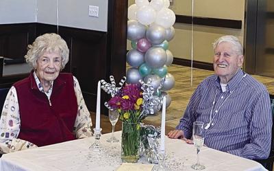 Dora May and Leon Pearce at their 70th wedding anniversary party at Cedarhurst of Arnold.