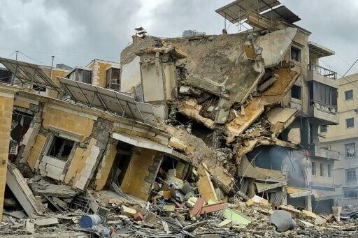 A collapsed building following Israeli bombardment in southern Lebanon