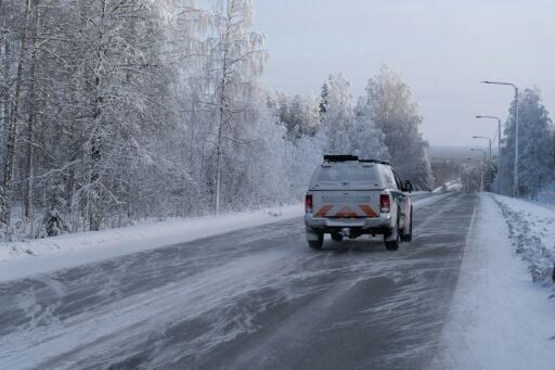 Finnish border police patrol the border with Russia