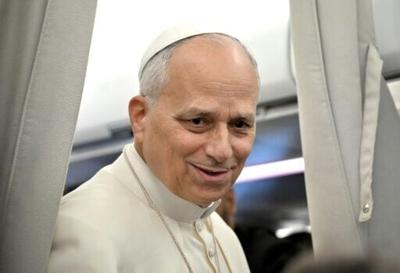 Pope Leo XIV speaks to journalists aboard his flight to Rome at the end of his apostolic trip to Turkey and Lebanon