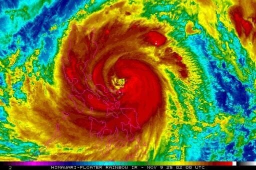 A handout from the US National Oceanic and Atmospheric Administration shows HIMAWARI satellite imagery of Fung-wong as it approaches the Philippines