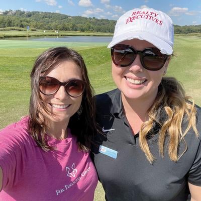 Amanda Compton with Fox Financial Group, left, with Jessi Willis at the Eureka Chamber of Commerce golf tournament.