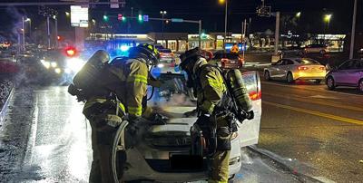 Fire damages car on Hwy. 141 in Arnold