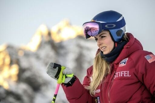 Lindsey Vonn awaits the start of the super-G in St Moritz