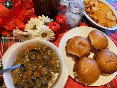 Meatball Mushroom Soup, Barbecued Corned Beef Sandwiches