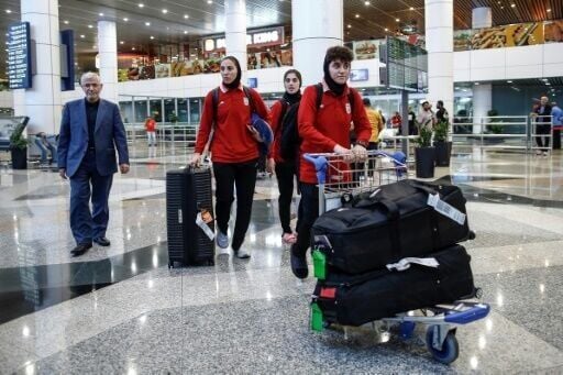Members of Iran's women's football team not claiming asylum in Australia arrived at the Kuala Lumpur International Airport on Wednesday