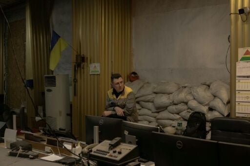 Sandbags protect critical infrastructure at an undisclosed Ukrainian power station