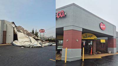 The Pasta House restaurant, 921 Arnold Commons Drive, in Arnold is still waiting on a piece of kitchen equipment that will allow it to reopen after having to close following the tornado in March 2025. The damage can be seen in the left photo, with the r...