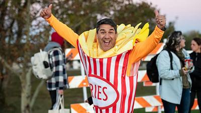 Patrick Lopez of St. Louis participates in the 2023 race while in costume.