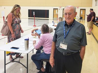 Poll worker and supervisor Claude Turner of Barnhart has worked nearly every election since he retired in 1995. On Tuesday, Aug. 6, Turner worked at the Antonia Middle School precinct.