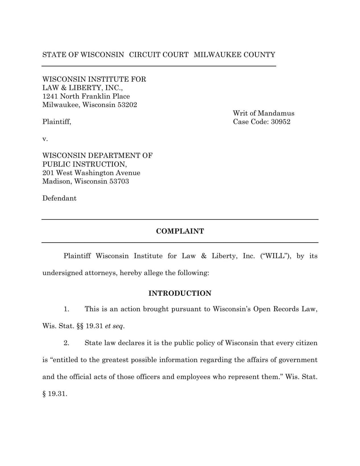 DPI complaint from WILL