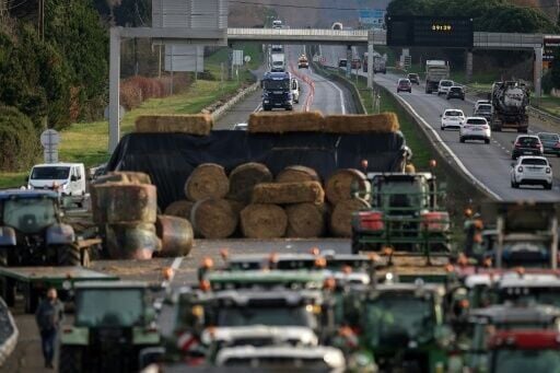 Protesters blocked the road in Carbonne near the southeastern city of Toulouse