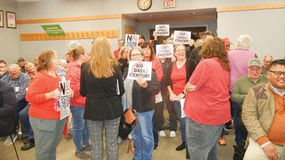 A crowd came to a Festus Planning and Zoning Commission meeting in November to protest or support a potential data center.