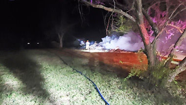 The owner of a vacant mobile home off Hwy. E in the De Soto area set it on fire, and De Soto Rural firefighters extinguished the blaze.
