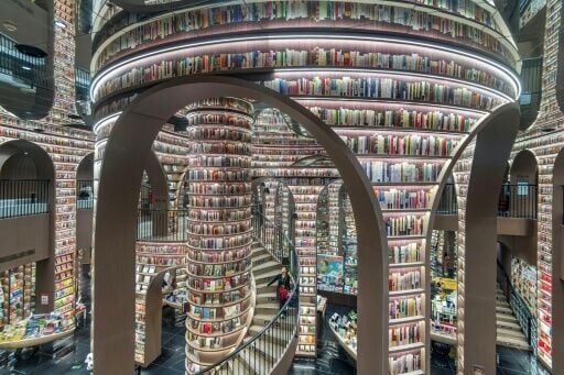 A woman visits a bookstore in Chengdu, in southwestern China's Sichuan province