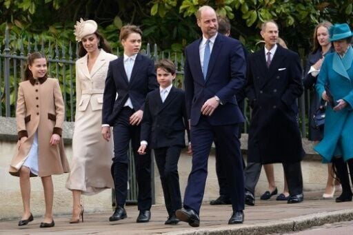 Britain's Princess Charlotte of Wales, Britain's Catherine, Princess of Wales, Britain's Prince George of Wales, Britain's Prince Louis of Wales, Britain's Prince William, Prince of Wales, Britain's Prince Edward, Duke of Edinburgh and Britain's Princes...