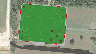 Artist’s rendering of the multipurpose field and parking lot, which will be built off Vineland School Road next to the De Soto Athletic Complex.