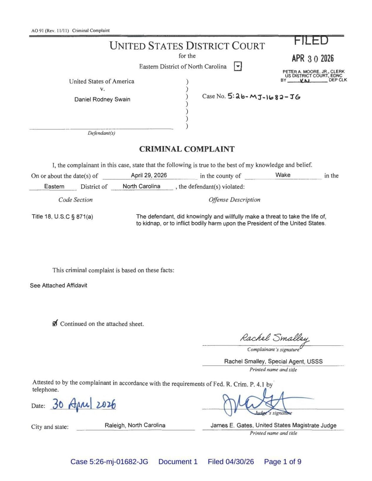 FNF - NC - Complaint Daniel Swain