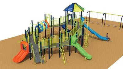 The city of Arnold provided this artist rendition of the new playground to be installed at Ferd B. Lang Park by the end of March.