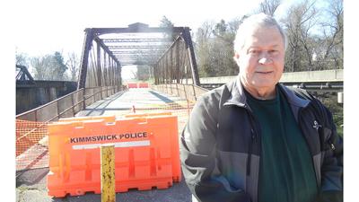 Steve Kalisch, who chairs the Kimmswick Historical Society’s bridge committee, at the closed Windsor Harbor Road Bridge.